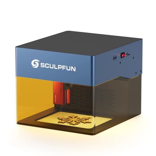 Sculpfun iCube Pro Laserkaiverrin, 5W Ultra-Hieno Laseri, 130x130mm Kaiverrusalue,kuvan mukaisesti