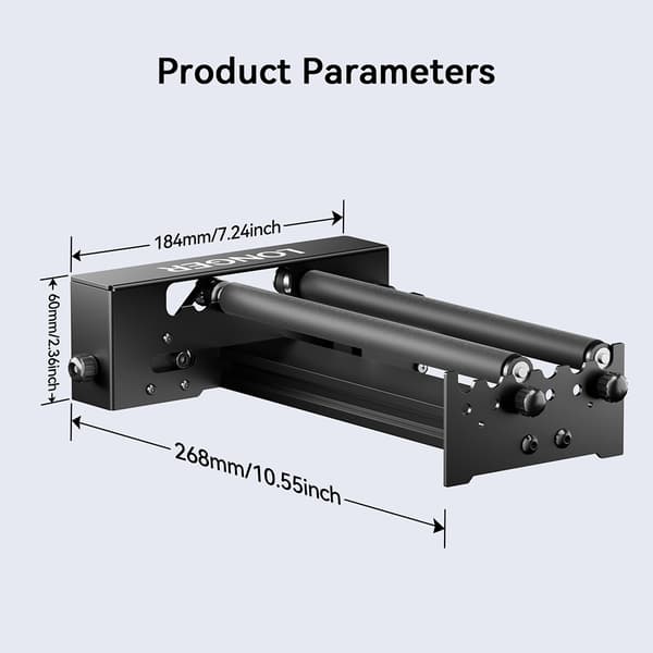 Lasergraver Rotationsrulle, 360° Rotation, Justerbart 6-300mm Graverrum, Holdbar Stålstruktur
