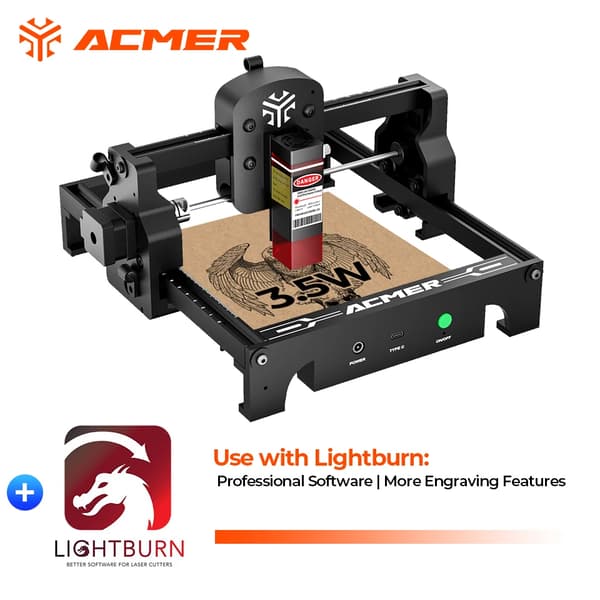 Lasergraver, 3000 mW effekt, 10.000 mm/min hastighed,S1 med Lightburn, EU stik