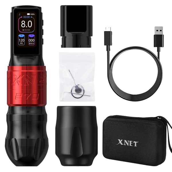 XNET-tatuointikone, korkean väännön harjaton moottori, 2400mAh akku,Punainen yksi akku