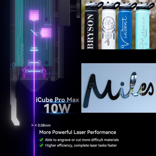 Sculpfun iCube ProMax Laserkaiverrin, 10W Laserteho, 120x120mm Kaiverrusalue, Sisäänrakennettu Savusuodatin