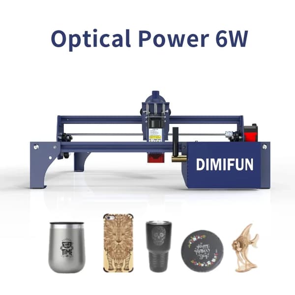 Lasergravyr, 330 x 330 mm gravyrområde, 12000 mm/min hastighet,Optisk effekt 6W