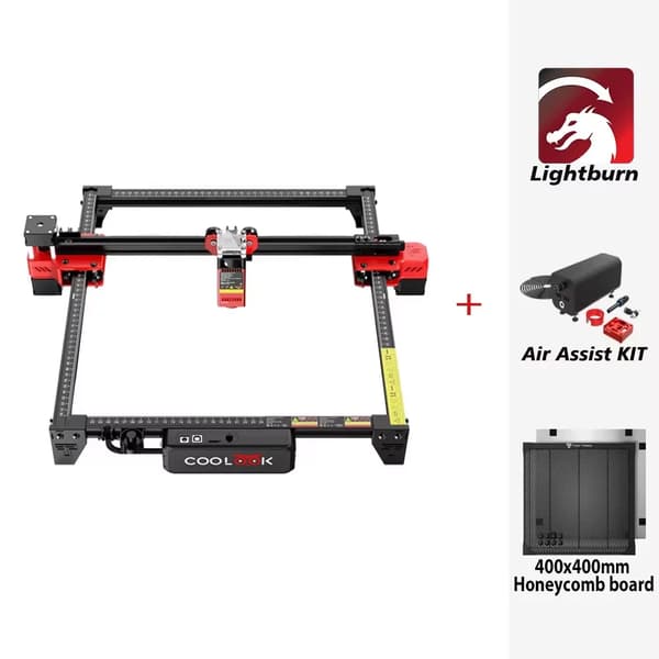 COOLOOK Lasergravyrmaskin, 300 * 300 mm gravyrområde, 5,5 W lasereffekt,EU-kontakt, kit 4