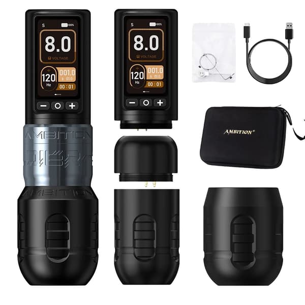 Tattoo Maskine, 2400mAh Batteri, 4.0mm/4.5mm Slag, Letvægtsdesign,Soldat270 Sølv 2
