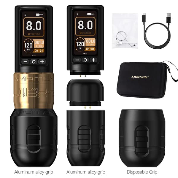 Tatuointikone, 2400mAh akku, 4.0mm/4.5mm isku, kevyt muotoilu,Sotilas270 Kulta 2