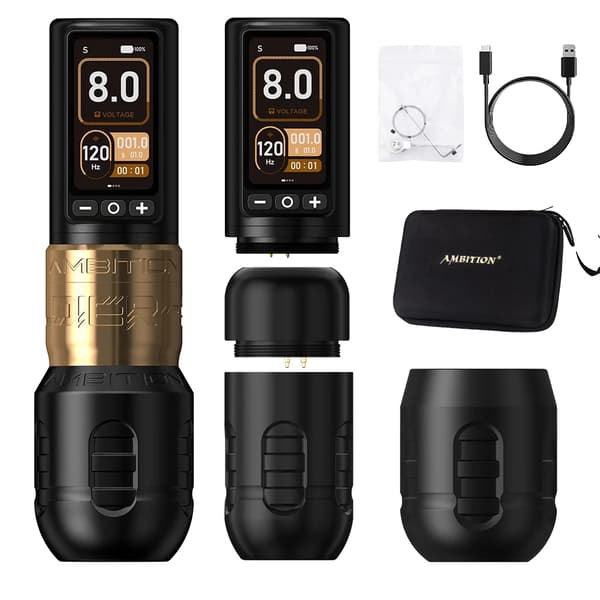 Tatuointikone, 2400mAh akku, 4.0mm/4.5mm isku, kevyt muotoilu,Sotilas270 Kulta 2
