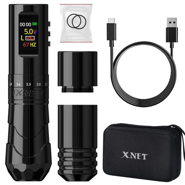 XNET Langaton Tatuointikone, Säädettävä Iskunpituus 2.4-4.2mm, Ydintön Moottori 10500 RPM:ssä,Musta yksi akku