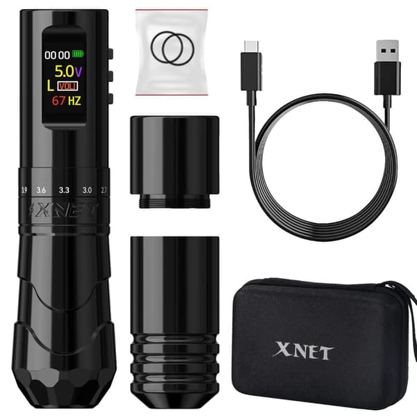 XNET Langaton Tatuointikone, Säädettävä Iskunpituus 2.4-4.2mm, Ydintön Moottori 10500 RPM:ssä,Musta yksi akku
