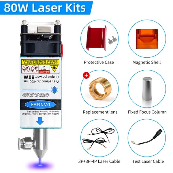 Lasergravemaskine, 80W optisk effekt, dual diode design,12V, 80W