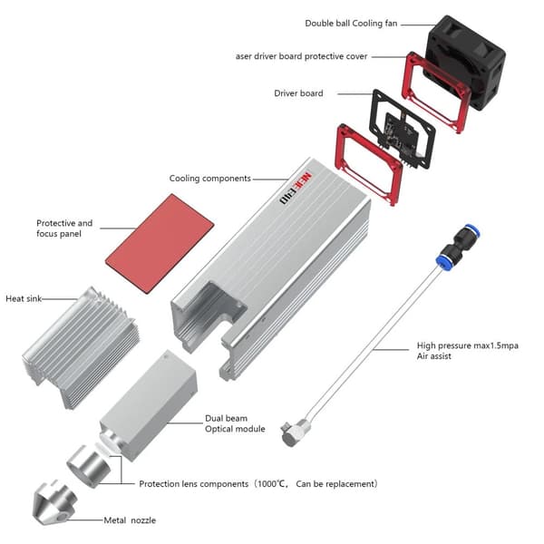 NEJE E40 Lasermodul, 11W optisk effekt, præcisionsudskæring og gravering,E40 11W Lasermodul