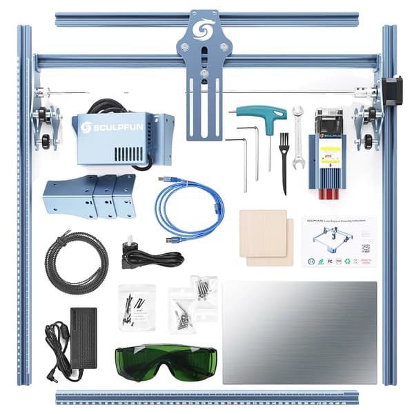 Lasergraver, 5,5W laserkraft, 410 x 420 mm graveringsoverflade, laserbeskyttelseshætte,SCULPFUN S9, EU