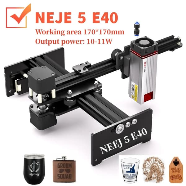 Laserkaiverrin, Työalue 170 x 170 mm, Teho 10-11W, CNC-ohjaus,NEJE 5 E40