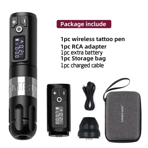 Trådlös tatueringpenna, kraftfull motor utan kärna, förlängd batteritid,Sliver Kit