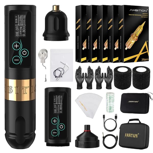 Tattoo Pen Maskine, 4.0mm Slag, 205g Vægt,Guld KIT2