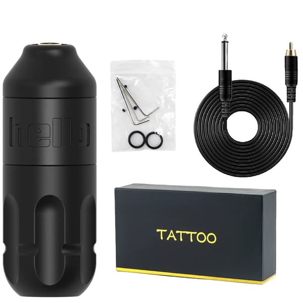 Tattoo Maskine, Kærneløs Motor, 4mm Slag, RCA Interface,sort1