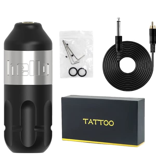 Tatueringsmaskin, borstlös motor, 4 mm slag, RCA-gränssnitt,silverig1