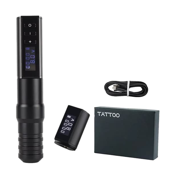 Tattoo Maskine, Trådløs Tattoo Pen, 2400mAh Batteri, 9V Motorhastighed,sort3