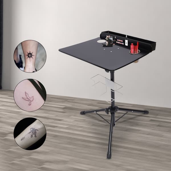 Bærbar Tattoo Arbejdsstation, Justerbar Højde 61-107 cm, Robust Jernkonstruktion, Pladsbesparende Opbevaringsboks