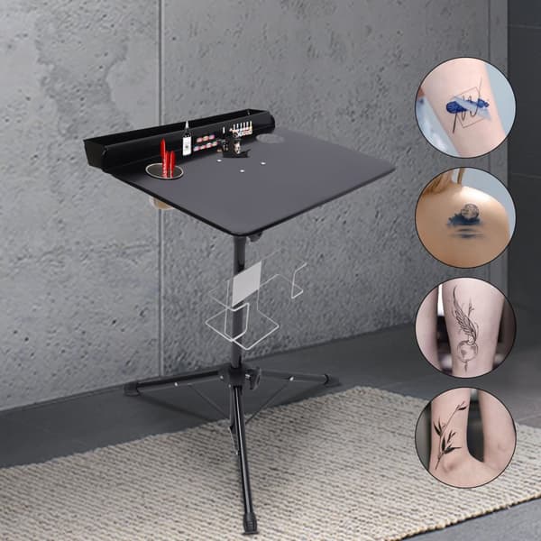 Bærbar Tattoo Arbejdsstation, Justerbar Højde 61-107 cm, Robust Jernkonstruktion, Pladsbesparende Opbevaringsboks