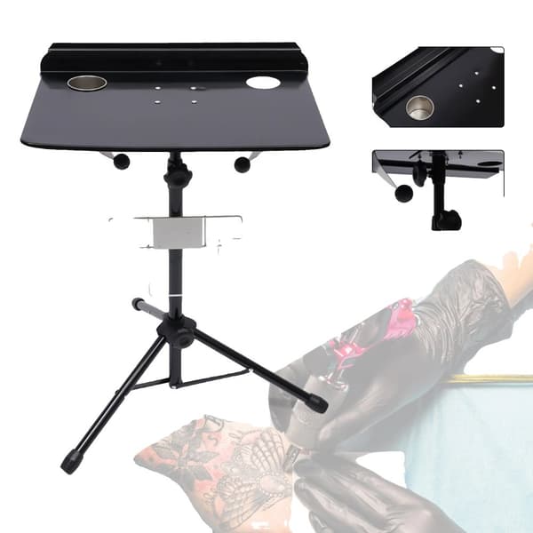 Bærbar Tattoo Arbejdsstation, Justerbar Højde 61-107 cm, Robust Jernkonstruktion, Pladsbesparende Opbevaringsboks