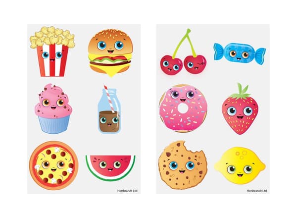 Foodie Faces 60 60 kpl lastentatuointi tatuointi shopkins