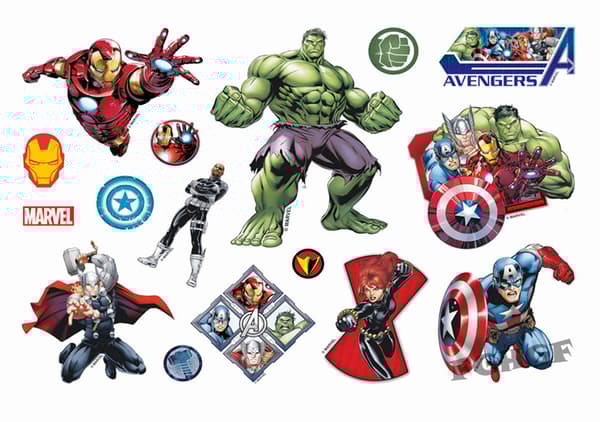 Avengers 12 stk børntatoveringer tatovering iron man hulk børn