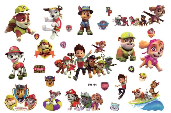 Paw Patrol – 20 børnetatoveringer med farverige motiver