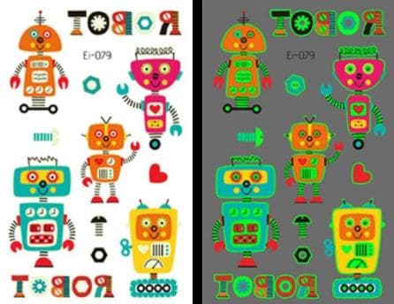 Robotar 34 st självlysande barntatueringar tatuering robot
