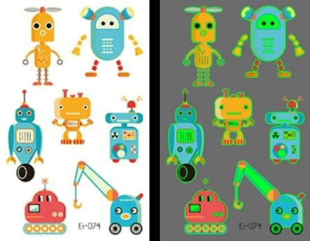 Robotter 35 stk lysende børntatoveringer tatoveringer robot børn
