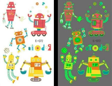 Robotter 35 stk lysende børntatoveringer tatoveringer robot børn
