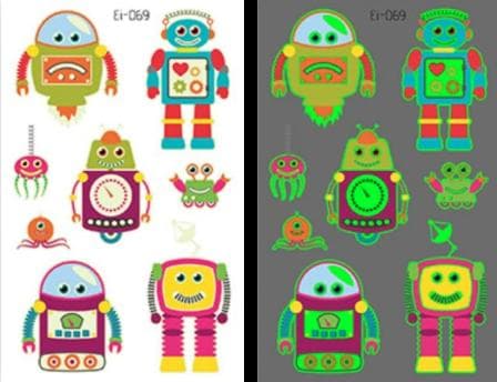 Robotter 35 stk lysende børntatoveringer tatoveringer robot børn