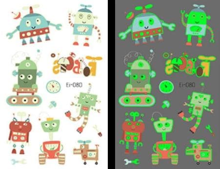 Roboter 35 stk selvlysende tatoveringer for barn midlertidige