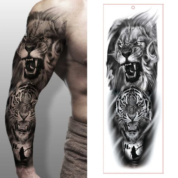 Fake tatuointihihainen väärennetty tatuointi väliaikainen gnuggis -leijona