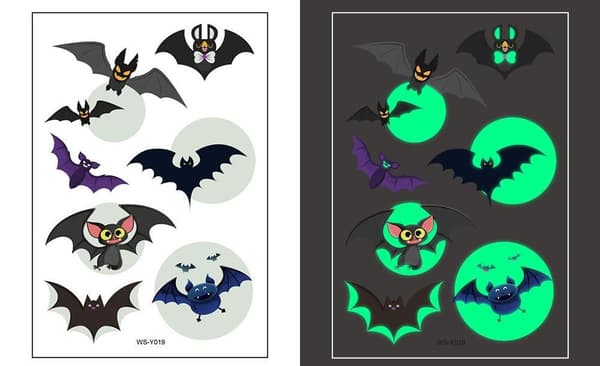 Halloween 35 stk selvlysende tatoveringer for barn midlertidige