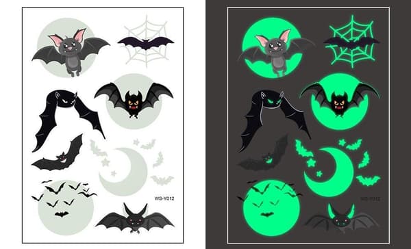 Halloween 35 stk selvlysende tatoveringer for barn midlertidige