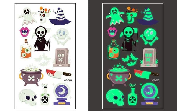 Halloween 40 stk selvlysende tatoveringer for barn midlertidige