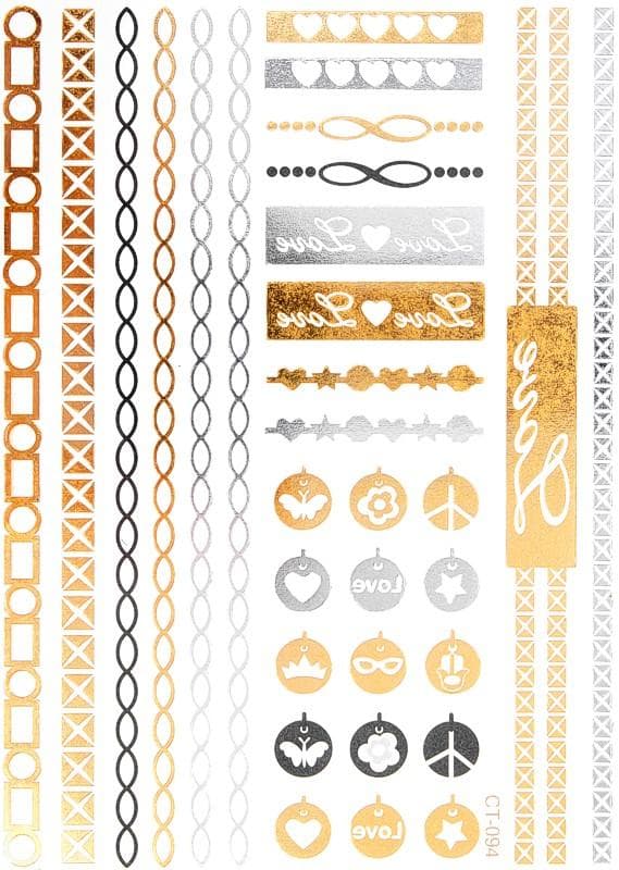 Temporära Metallic Tatueringar / Fake Tattoo Sticker - Love
