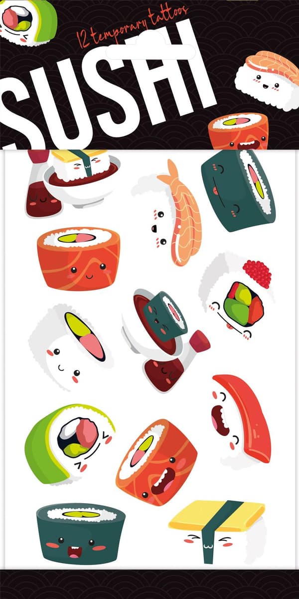 Sushi 12 stk barntatoveringer tatovering mat midlertidige