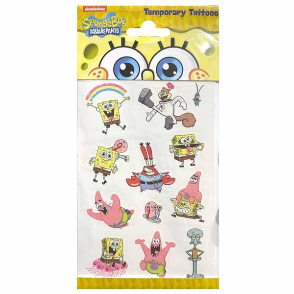 Svampebob firkant 12 stk barn tatoveringer midlertidige