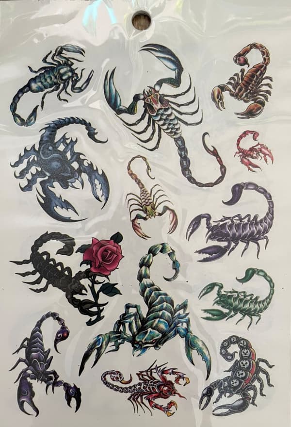 6 st Ark Temporära Tatueringar / Fake Tattoo Sticker - Skorpion / Sjöhäst / Ros / Blomma