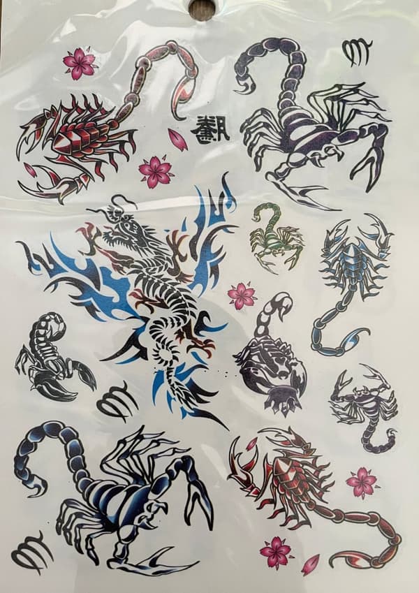 6 st Ark Temporära Tatueringar / Fake Tattoo Sticker - Skorpion / Sjöhäst / Ros / Blomma