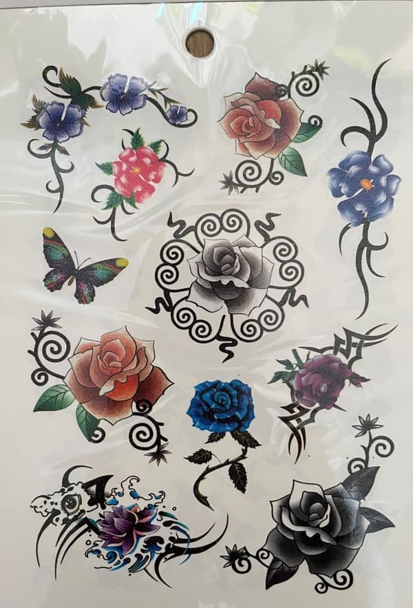 6 st Ark Temporära Tatueringar / Fake Tattoo Sticker - Ros / Blomma