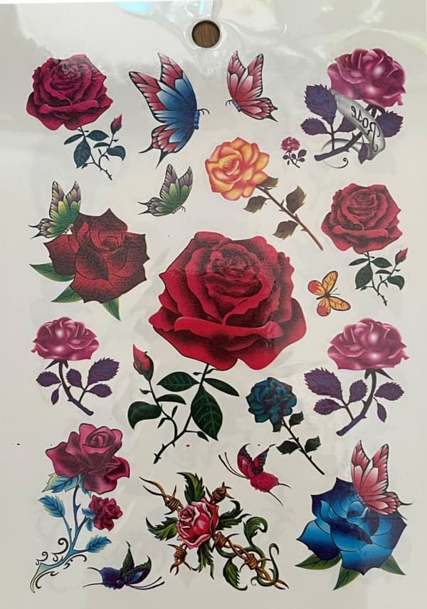 6 st Ark Temporära Tatueringar / Fake Tattoo Sticker - Ros / Blomma