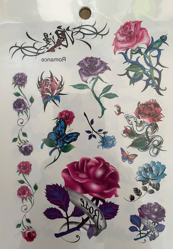 6 st Ark Temporära Tatueringar / Fake Tattoo Sticker - Ros / Blomma