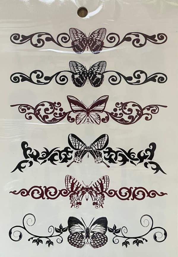 6 st Ark Temporära Tatueringar / Fake Tattoo Sticker - Ros / Fjäril / Rock / Bokstäver