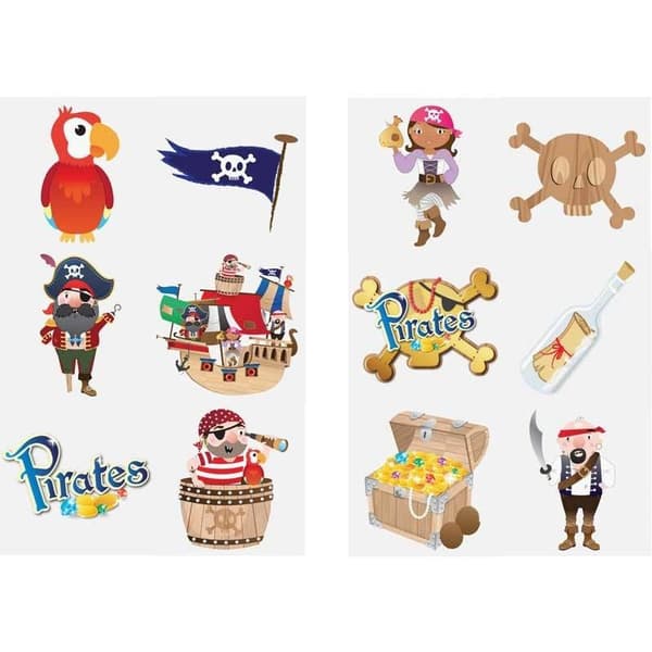 Pirate Temporary Tattoo (Pack of 60) Multicoloured One Size