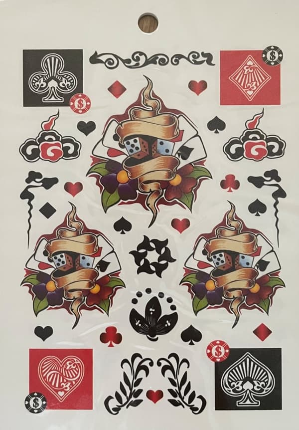 6 st Ark Temporära Tatueringar / Fake Tattoo Sticker - Bil / Motorcykel / Döskalle / Drake / Spelkort / Fordon