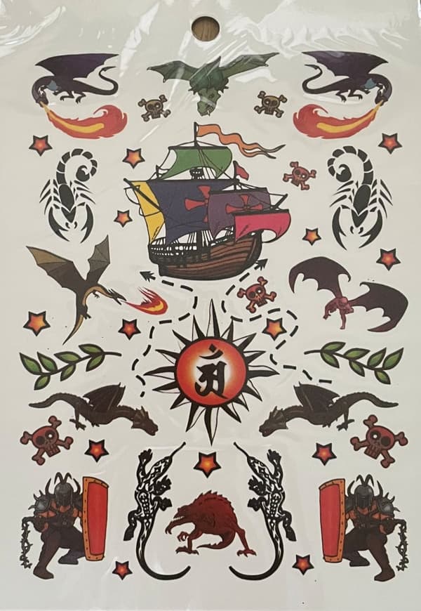 6 st Ark Temporära Tatueringar / Fake Tattoo Sticker - Bil / Motorcykel / Döskalle / Drake / Spelkort / Fordon
