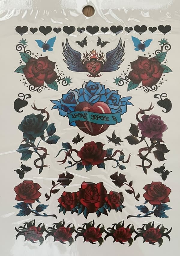 6 st Ark Temporära Tatueringar / Fake Tattoo Sticker - Döskalle / Drake / Örn / Ros