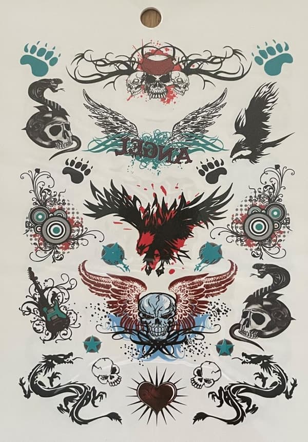 6 st Ark Temporära Tatueringar / Fake Tattoo Sticker - Döskalle / Drake / Örn / Ros
